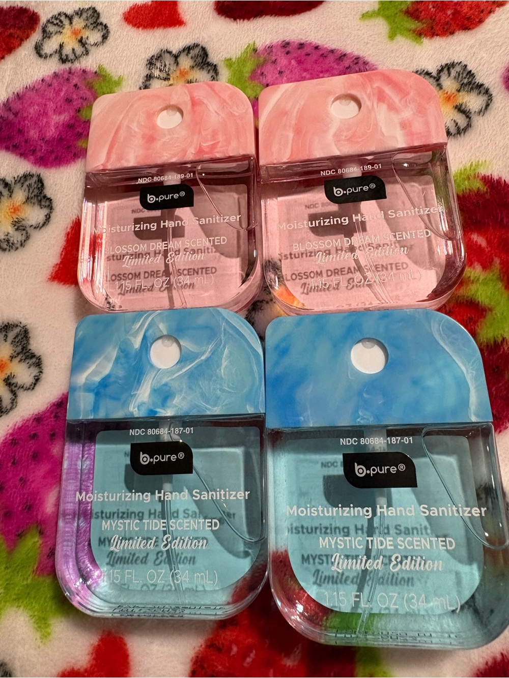 b.pure Moisturizing Hand Sanitizer - Pink & Blue (Set of 4) limited edition